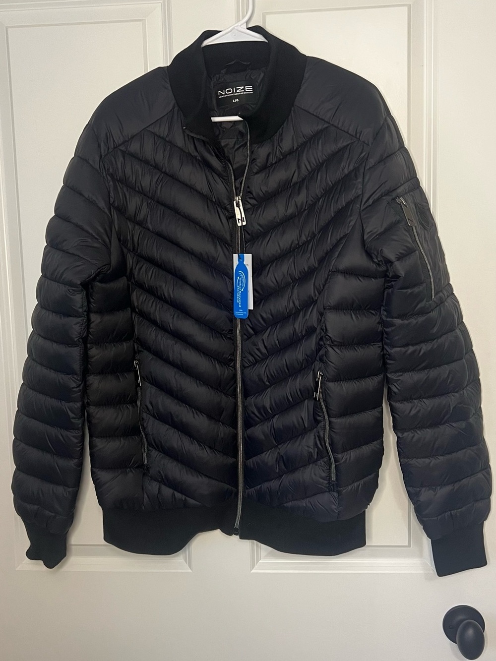 Noize Black Quilted Chevron Puffer Jacket - Picture 4 of 9
